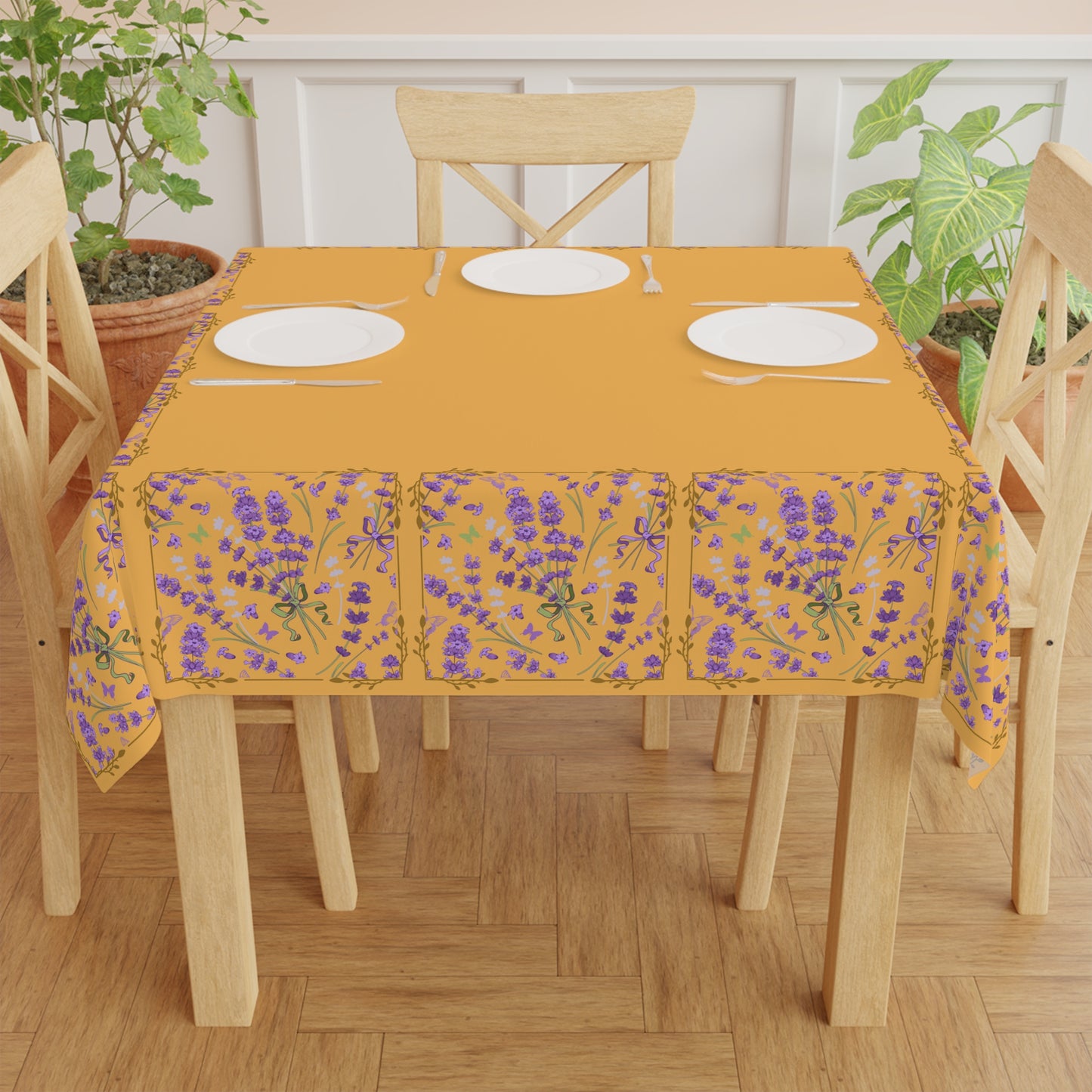 Floral Lavender Farmhouse Tablecloth