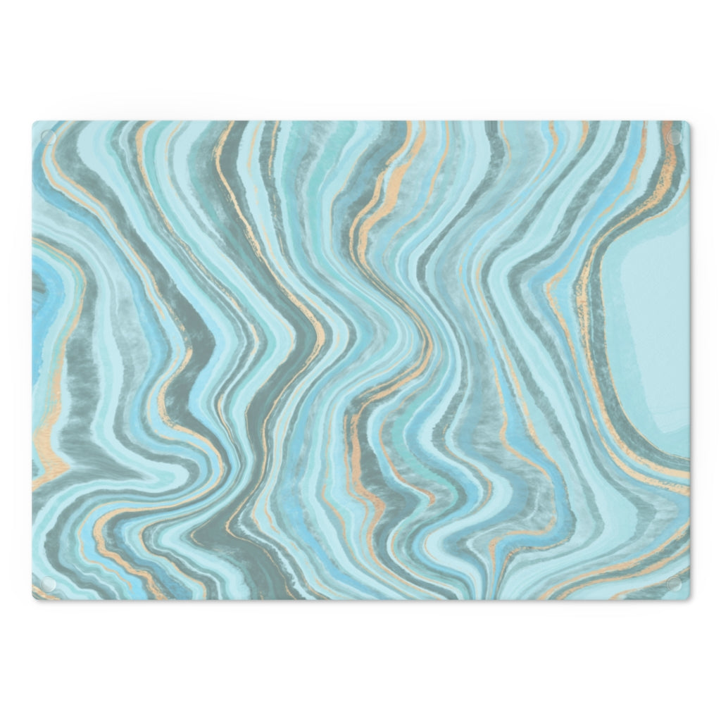 Blue Ocean Marble Glass Cutting Board