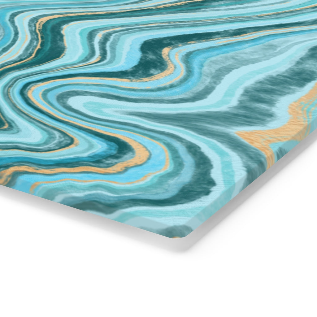 Blue Ocean Marble Glass Cutting Board