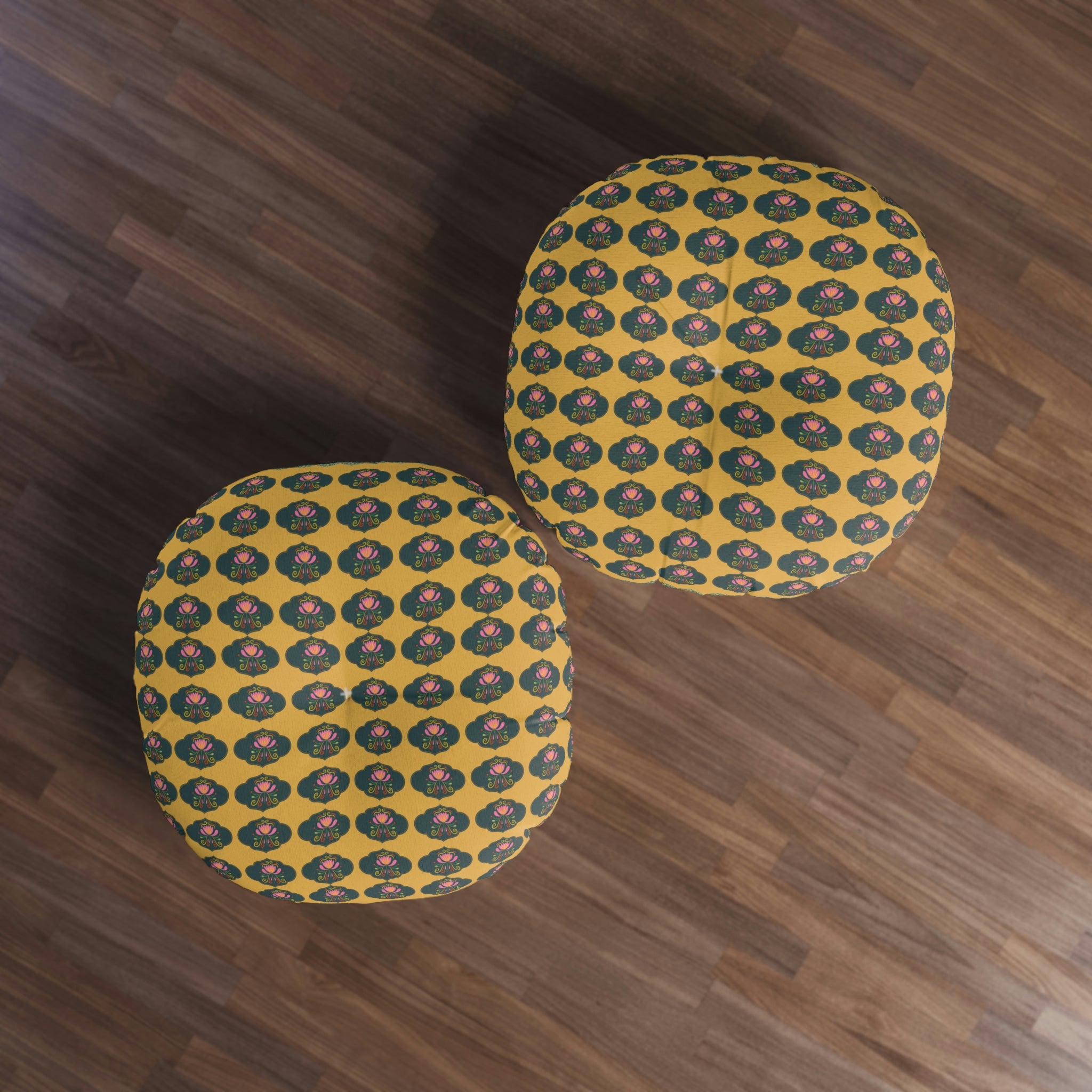 Lotus Pichwai Tufted Floor Pillow Round – Bohozena
