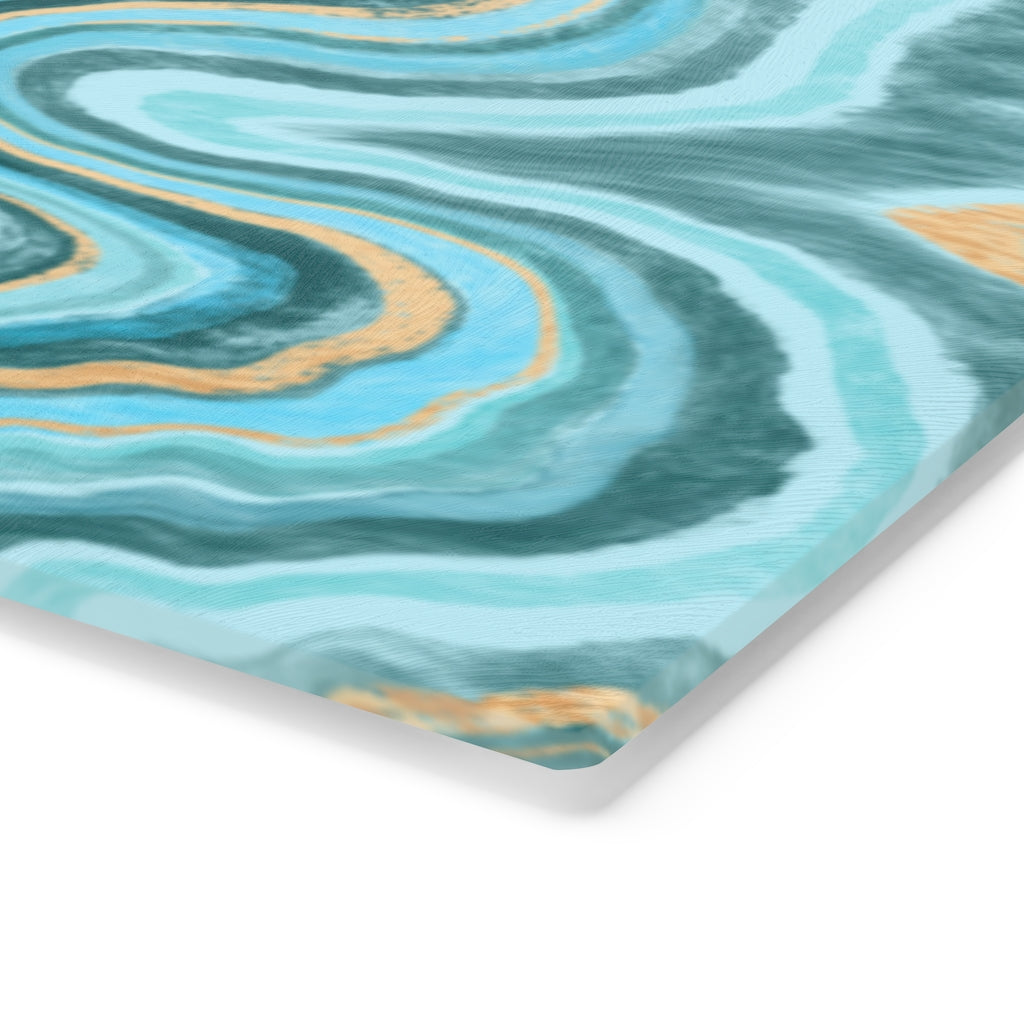 Blue Ocean Marble Glass Cutting Board