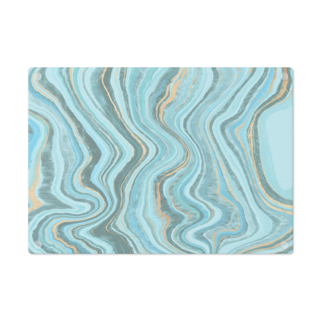Blue Ocean Marble Glass Cutting Board