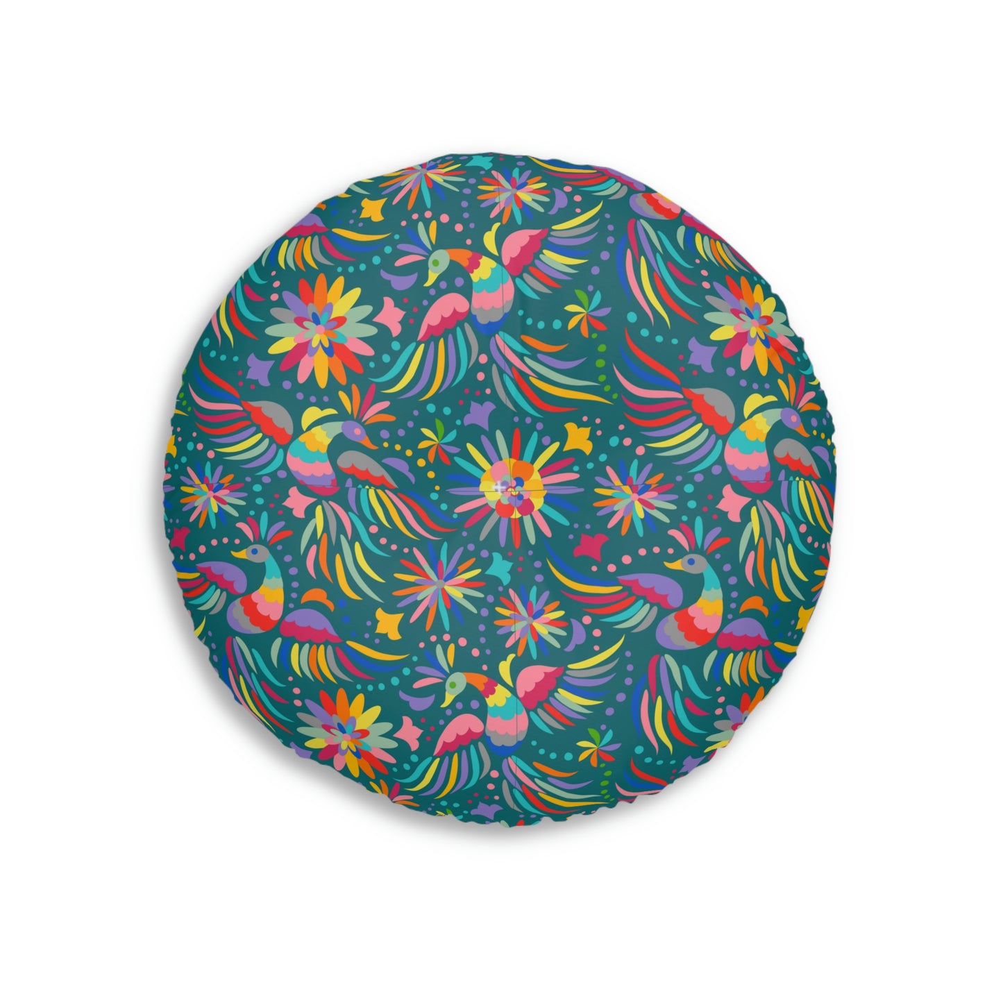 BohemianTufted Floor Pillow Round | Round | Peacock Pillow
