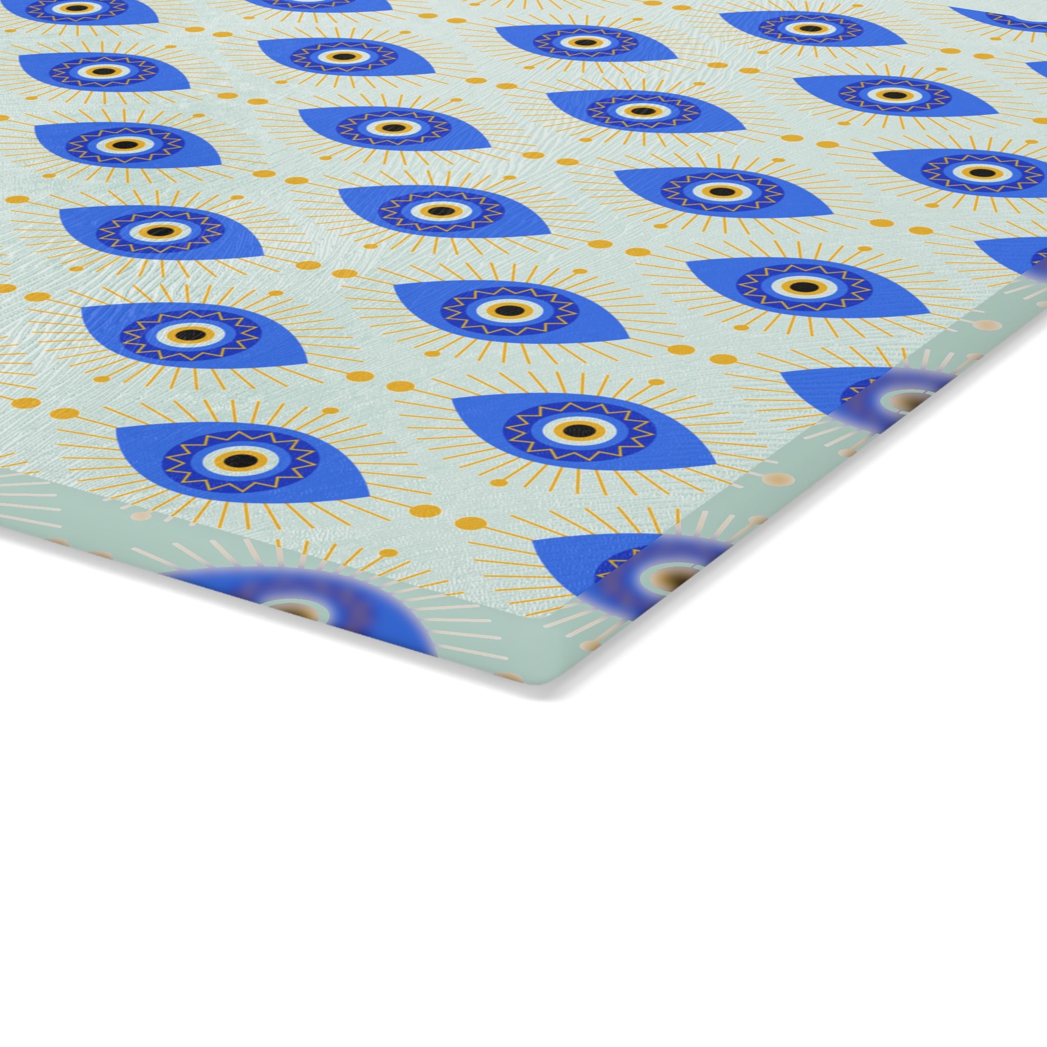 Glass Cutting Board with Evil Eye Pattern