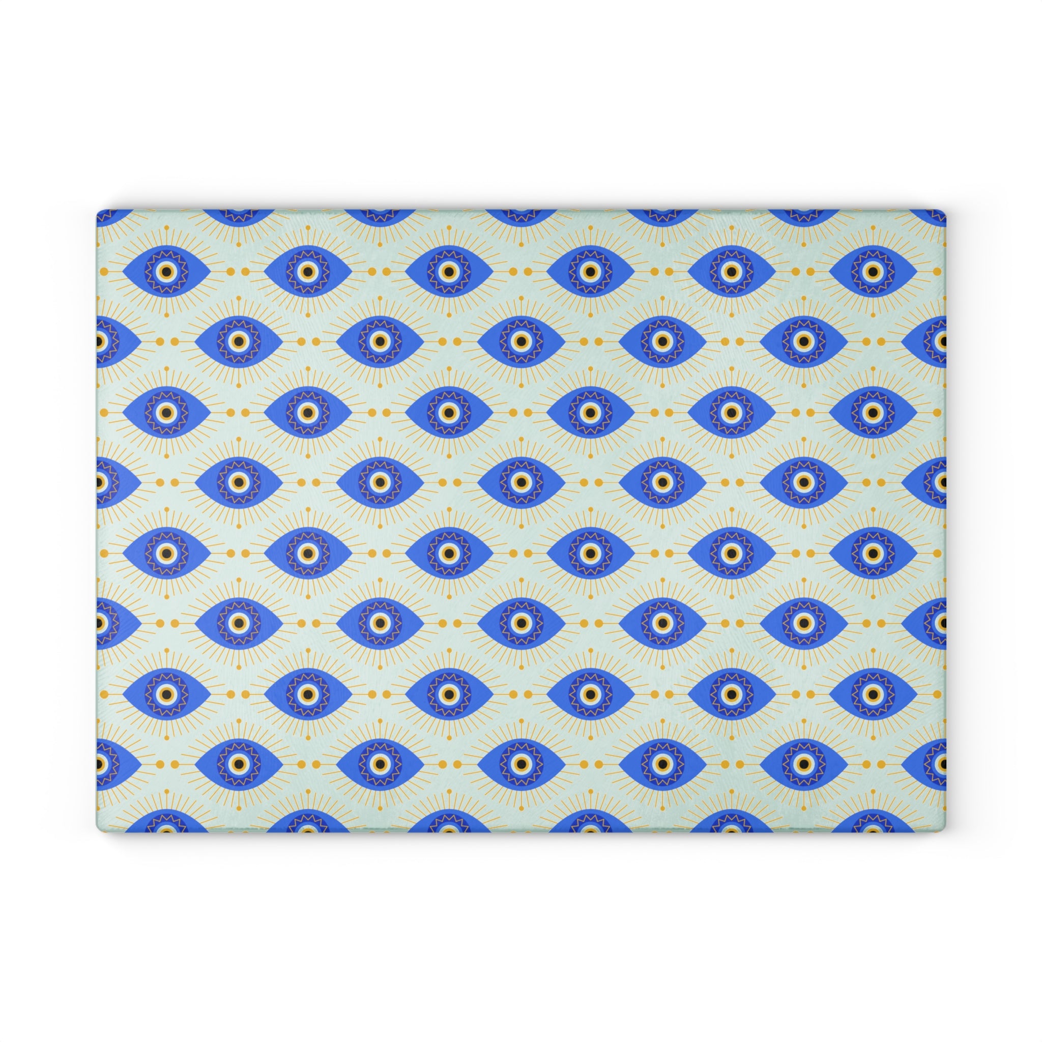 Glass Cutting Board with Evil Eye Pattern