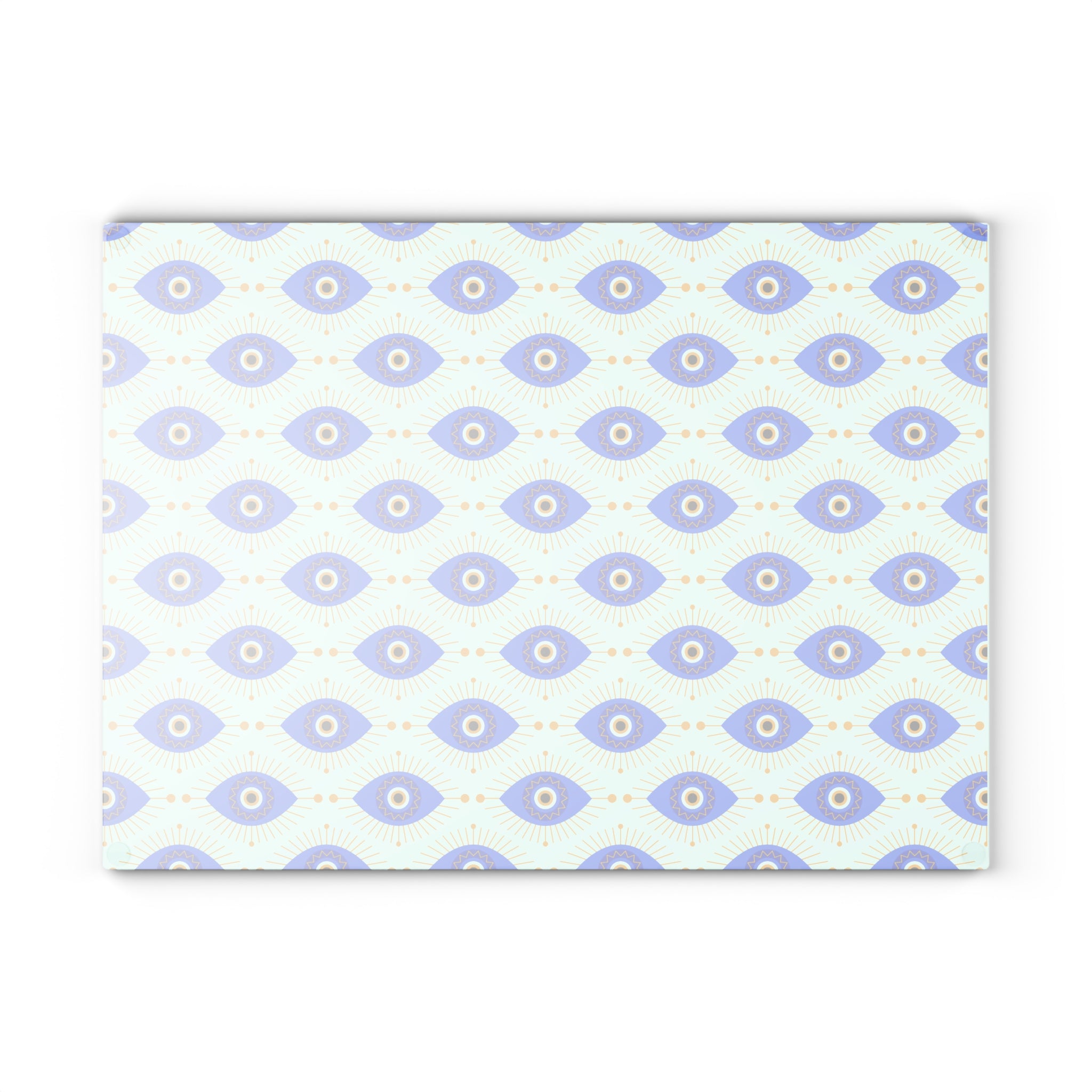 Glass Cutting Board with Evil Eye Pattern