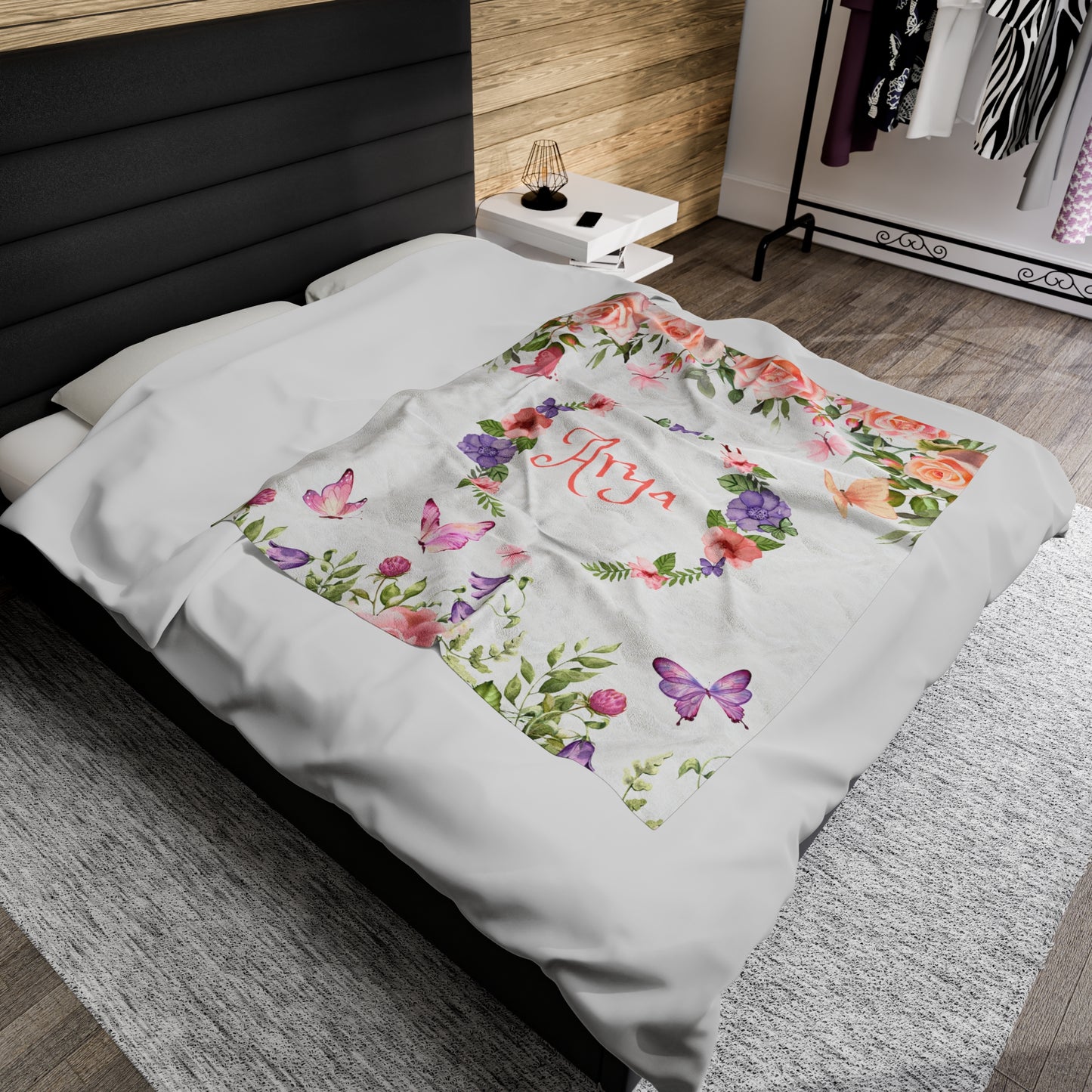 Custom Floral Plush Blanket