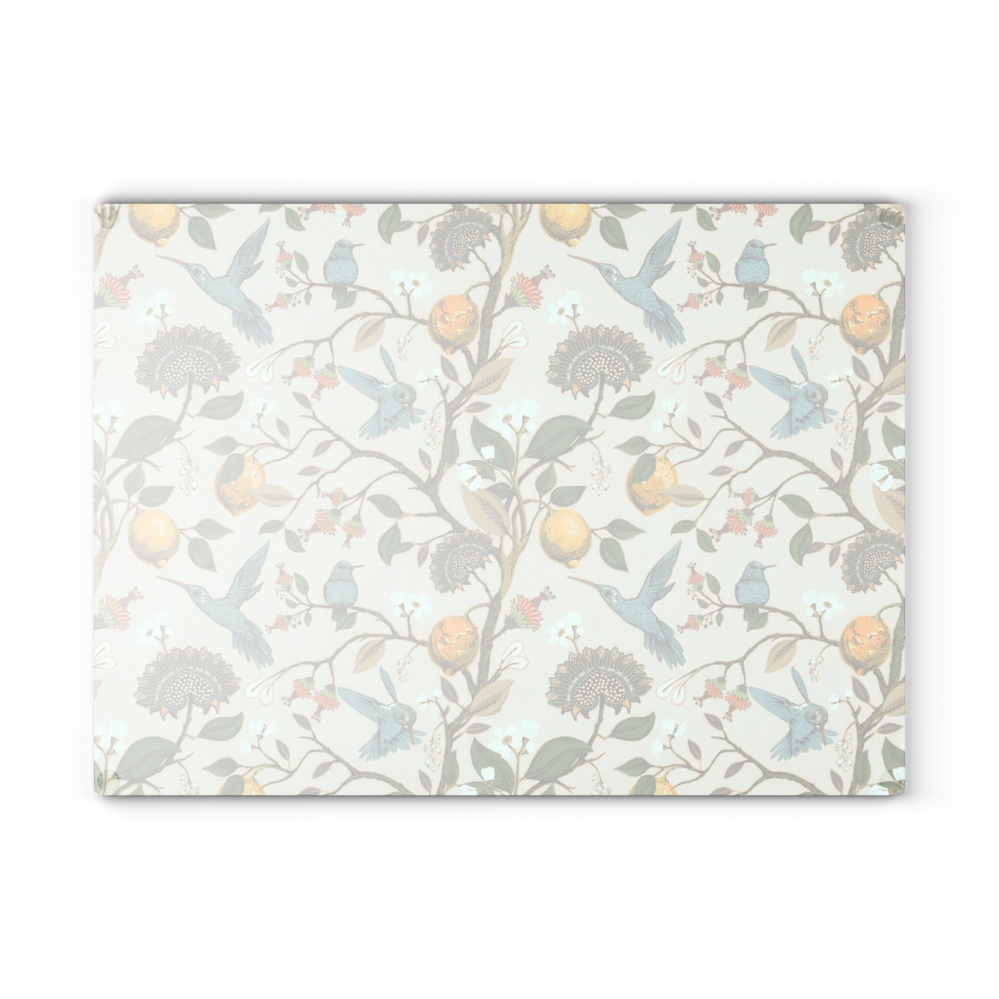 Decorative Glass Cutting Board with Hummingbird Pattern