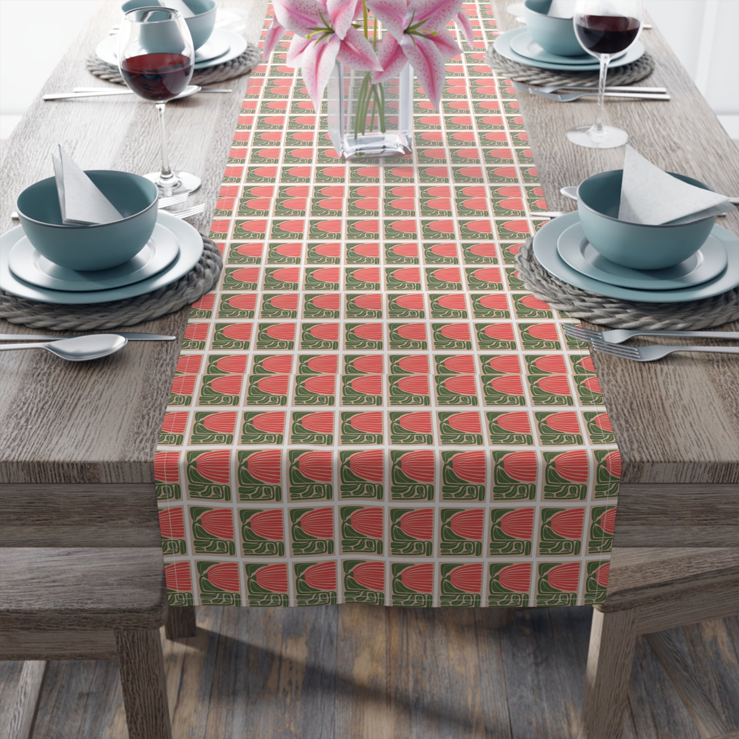 Retro Floral art Table Runner (Cotton, Poly)