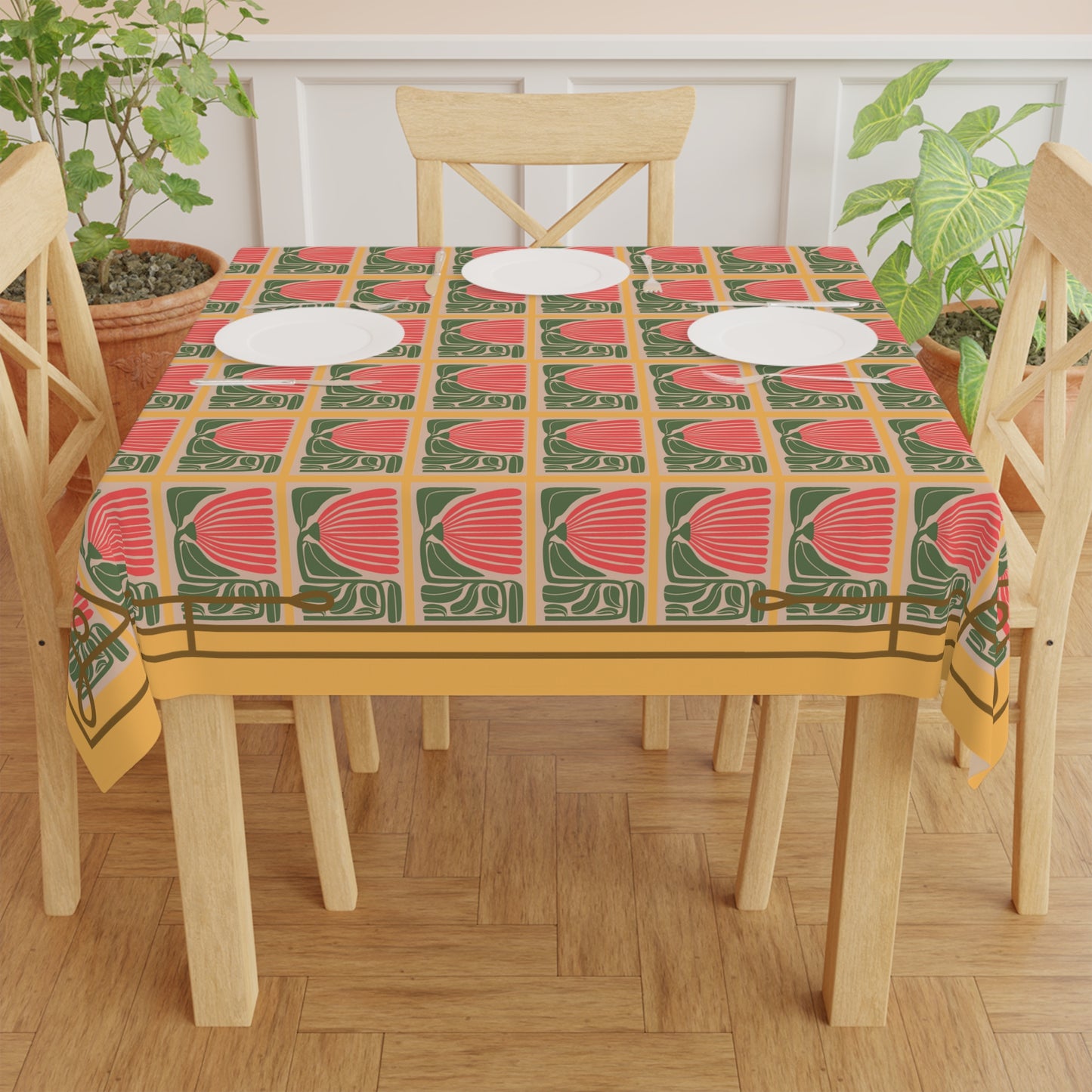 Retro Floral art Farmhouse Tablecloth