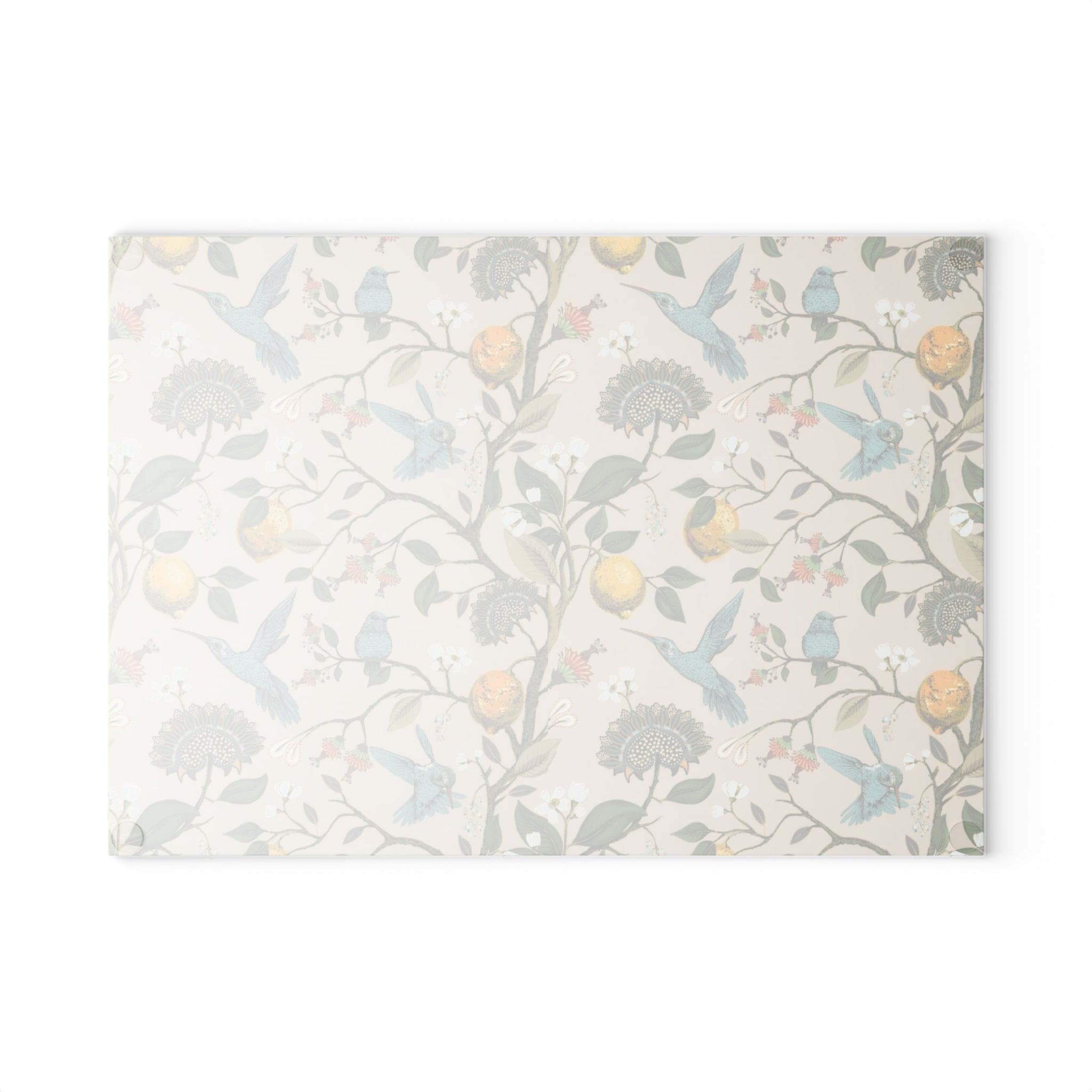 Decorative Glass Cutting Board with Hummingbird Pattern