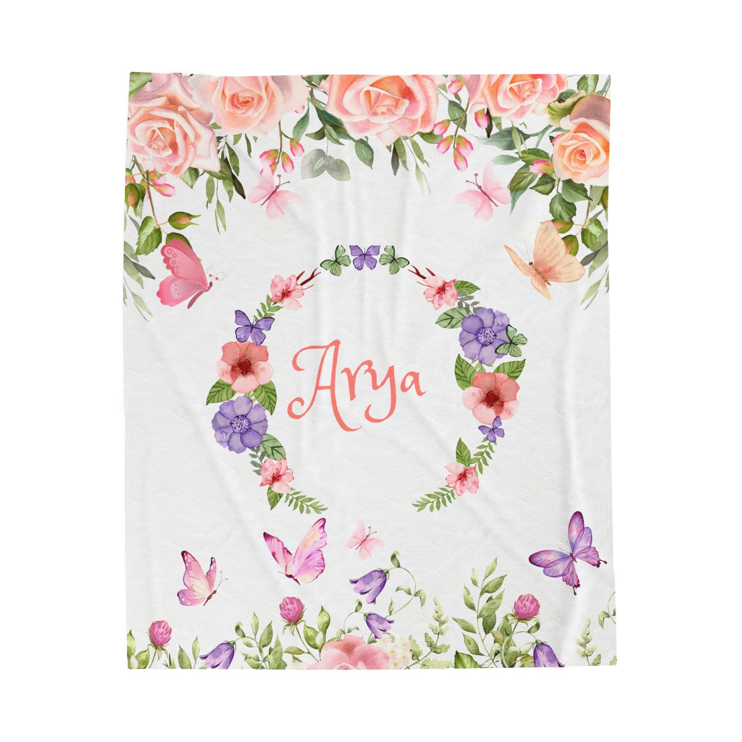 Custom Floral Plush Blanket