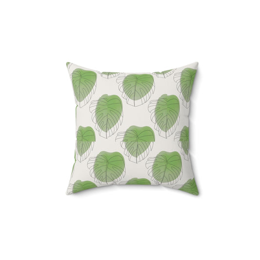 Tropical leaf Faux Suede  Square Pillow