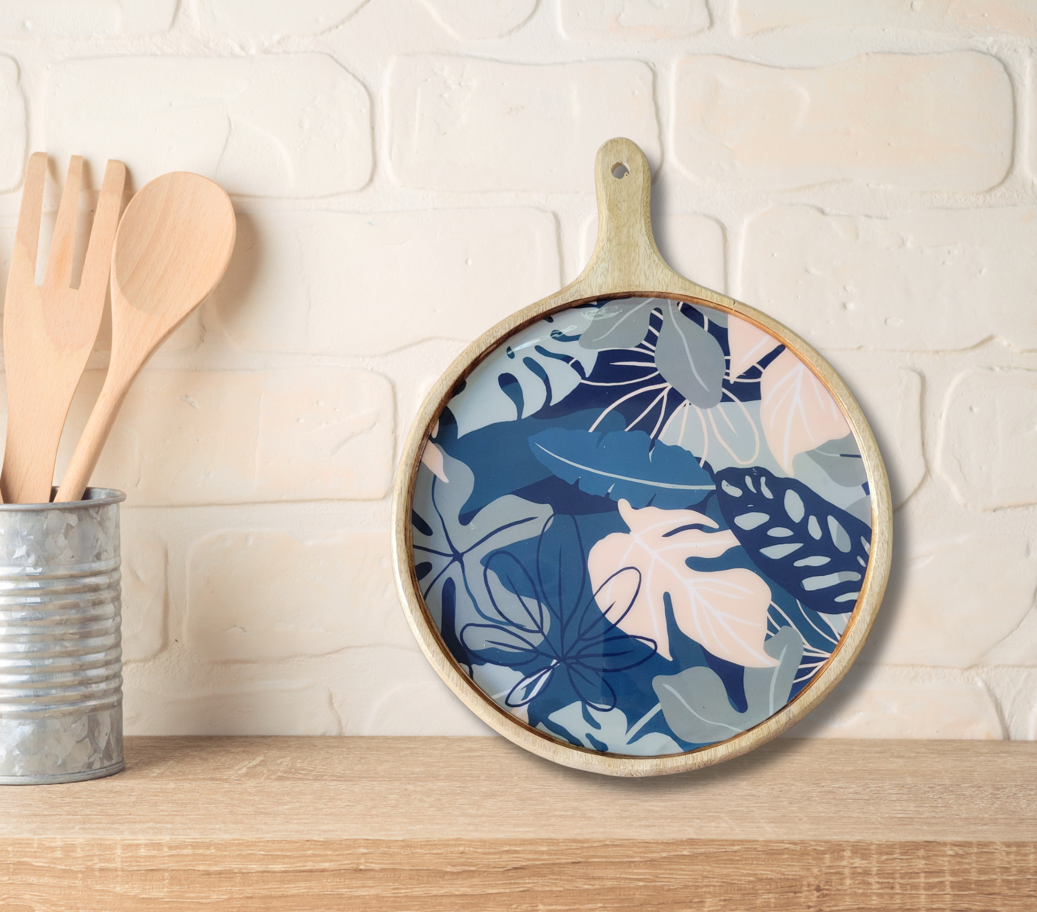 Charcuterie Board Pizza Serving Platter - Floral