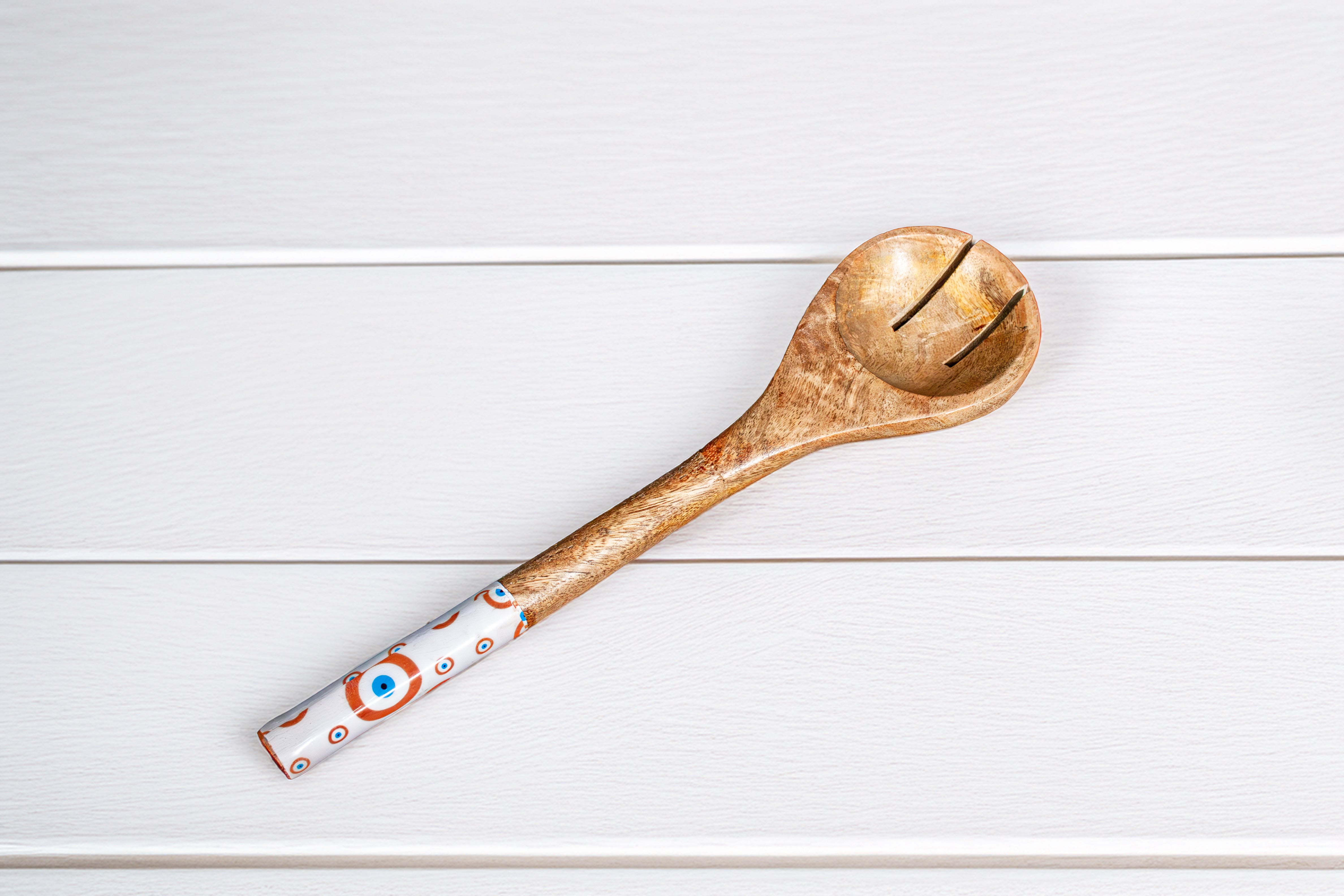 Large Evil Eye Mango Wood Serving Bowl Set