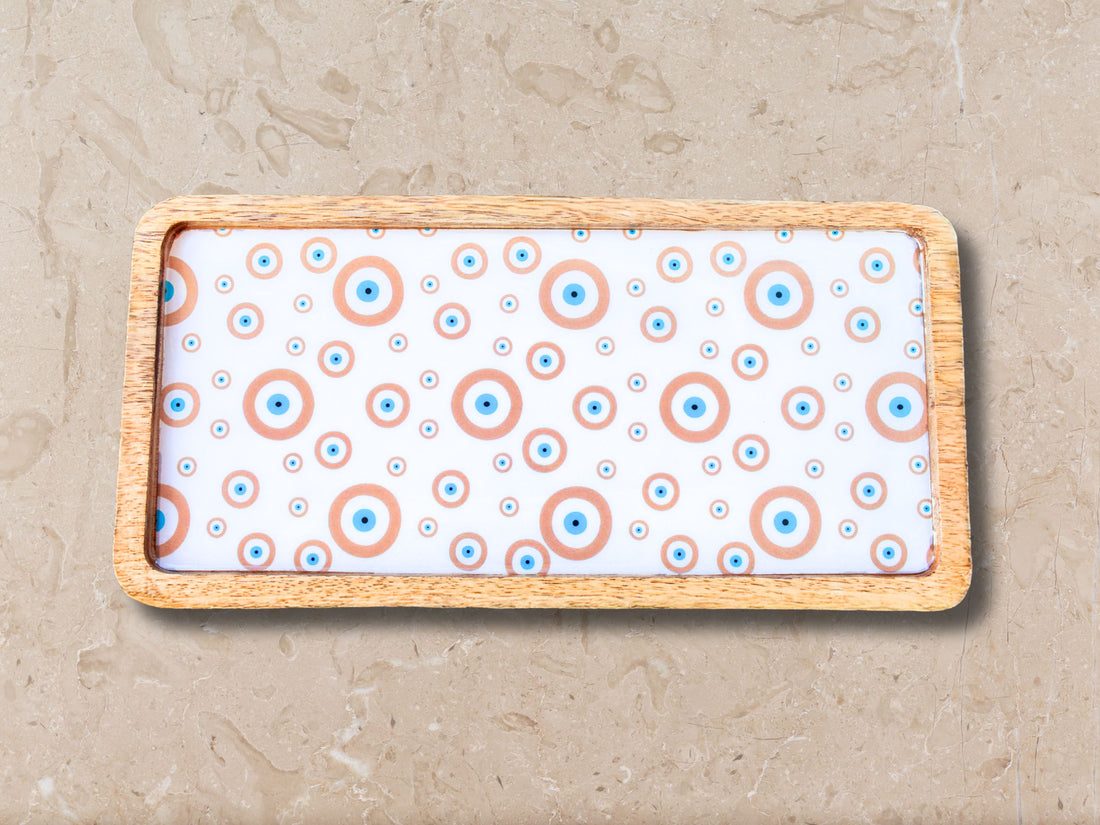 Evil Eye Mango Wood Serving Tray