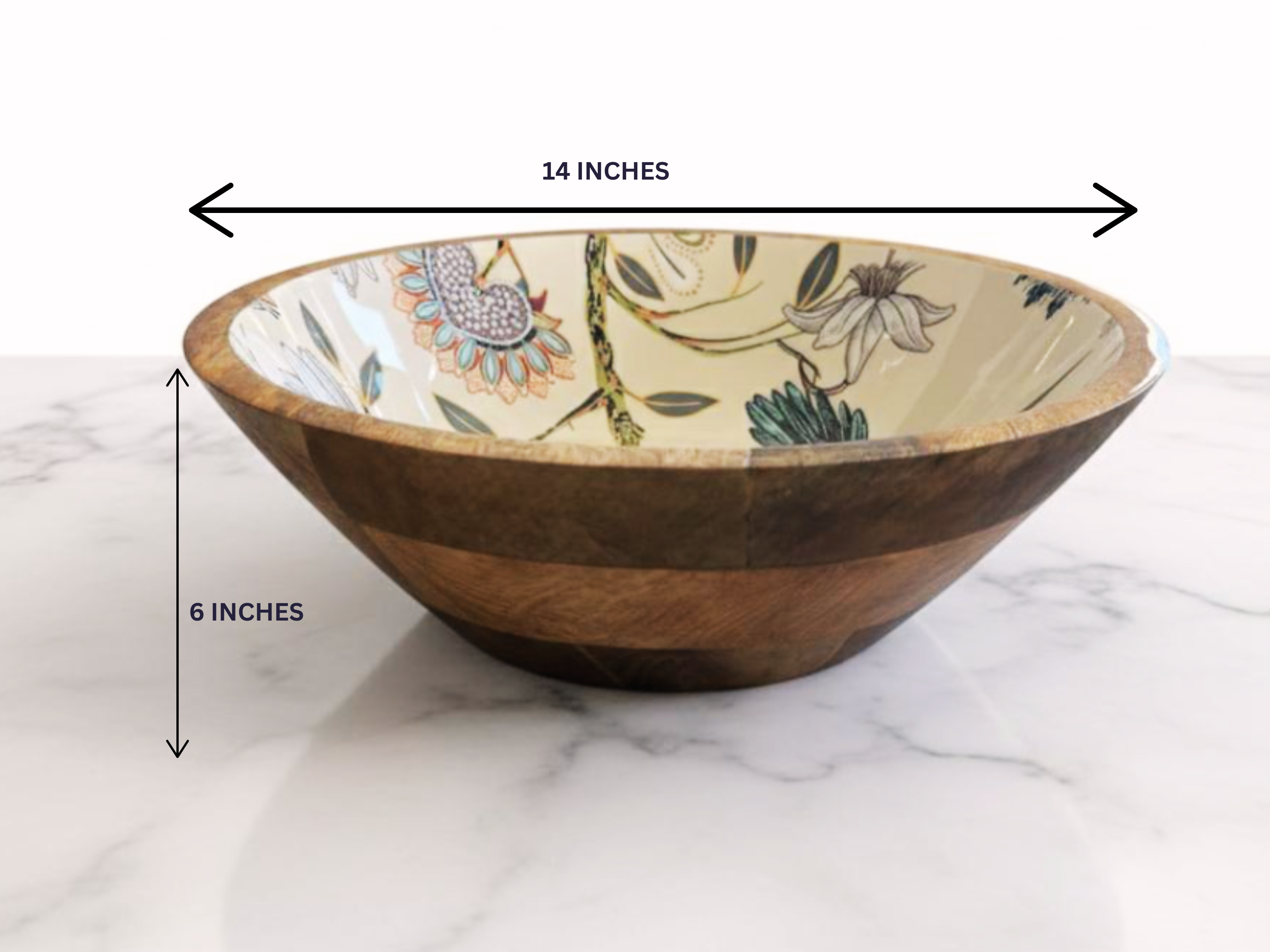 Large Hummingbird Mango Wood Serving Bowl Set