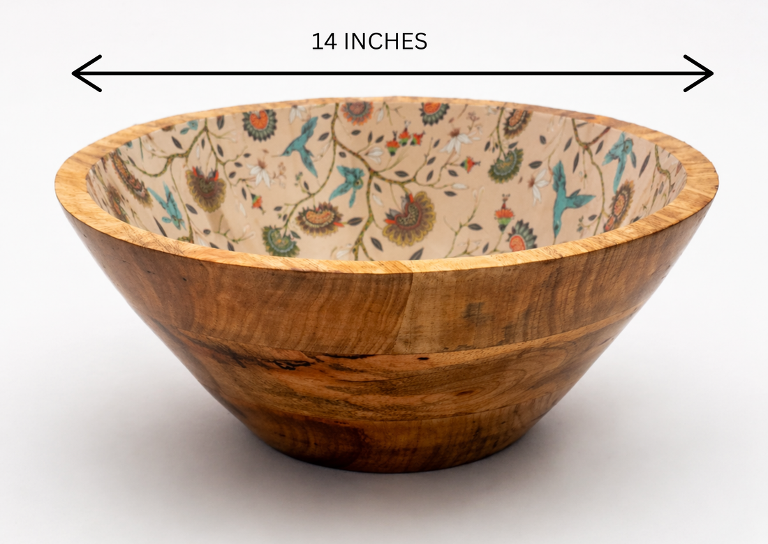 Hummingbird Mango Wood Serving Bowl set Large