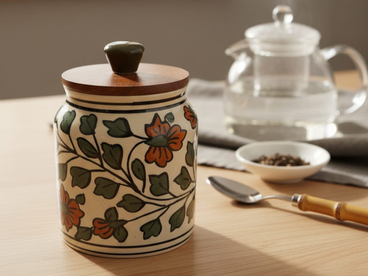 Ceramic Jars with Wooden Lids