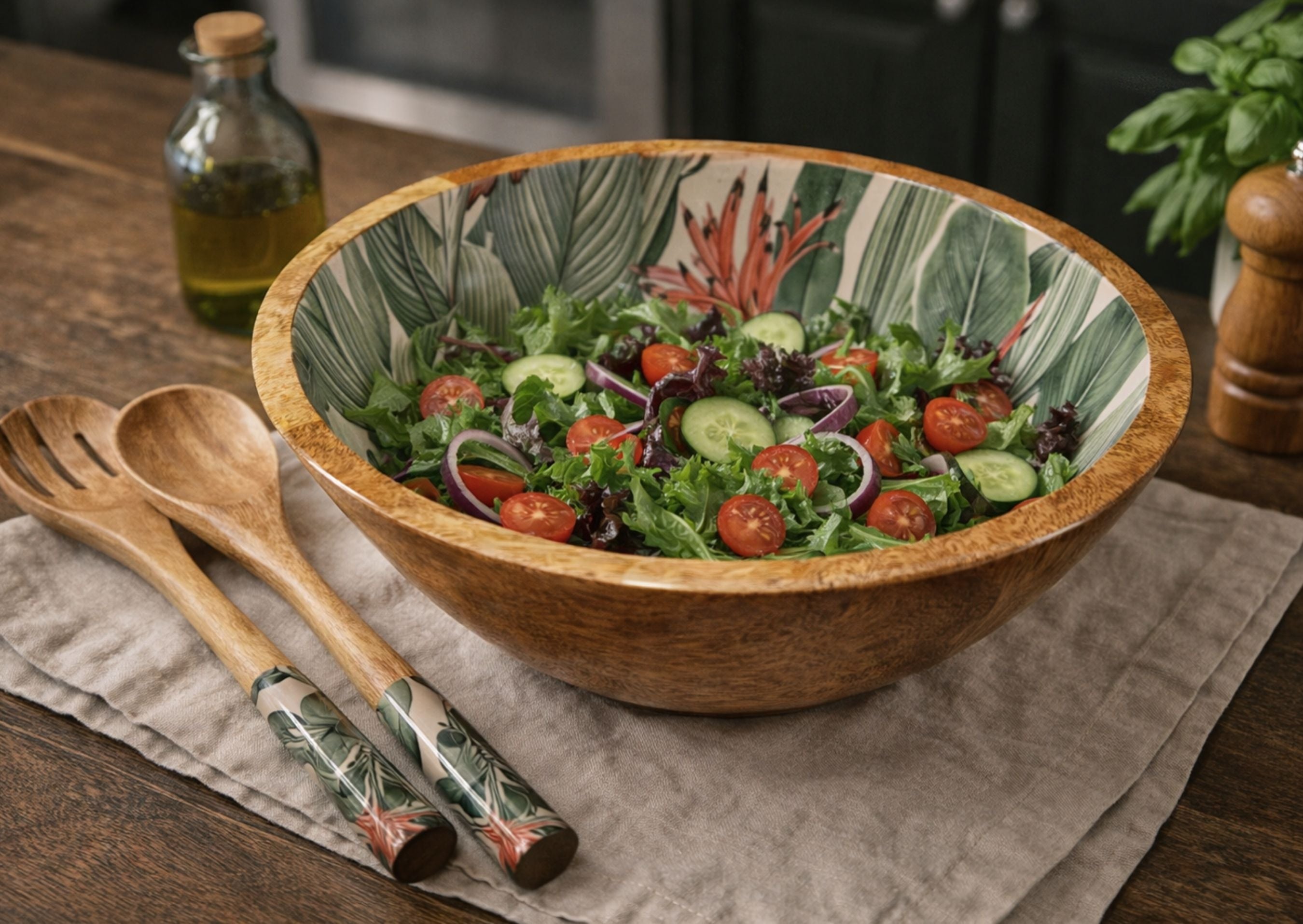 Tropical Mango Wood Serving Bowl Set