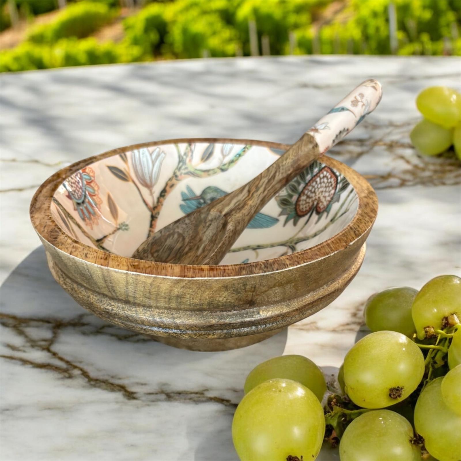 Hummingbird Mango Wood serving Bowl Set