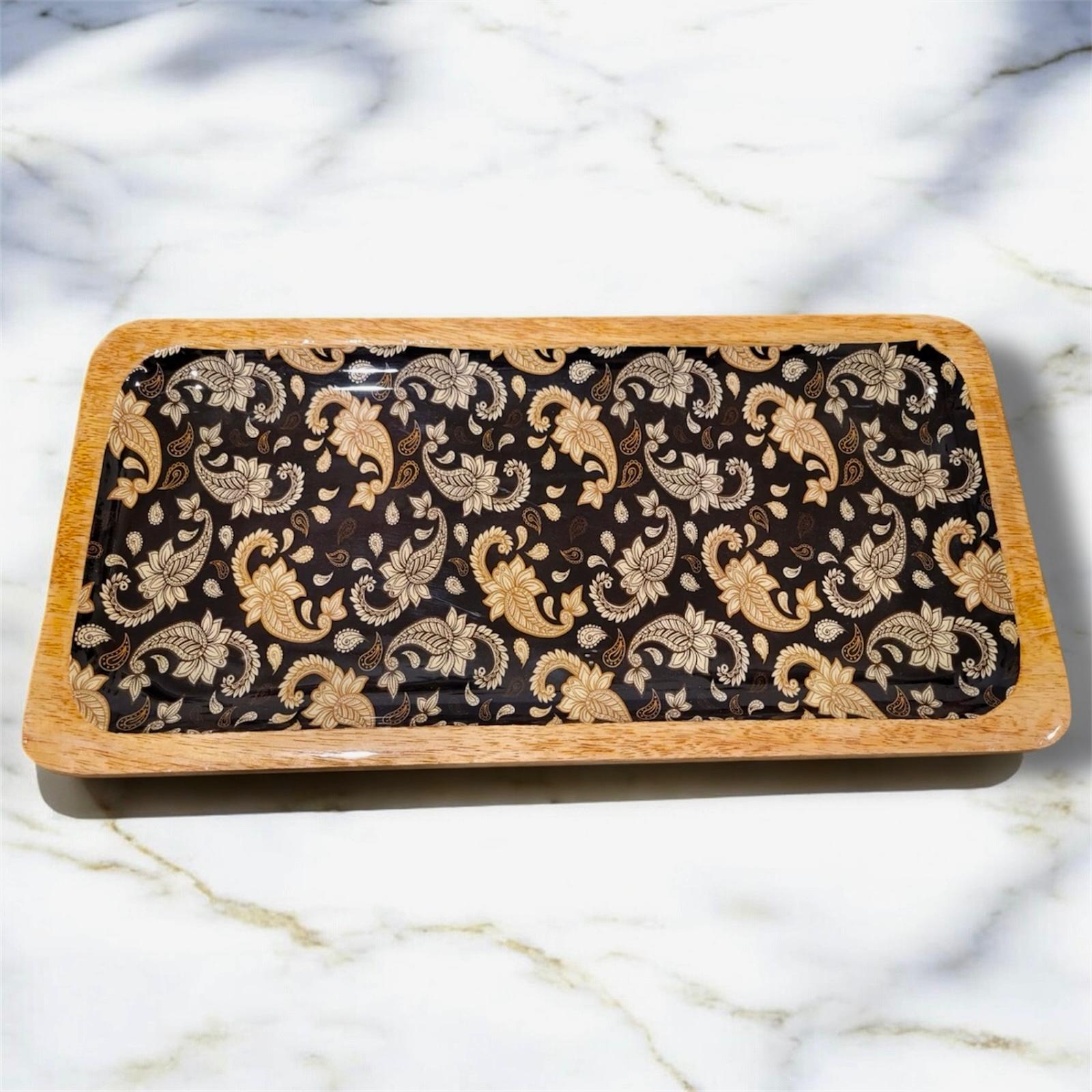Paisley Mango Wood Serving Tray