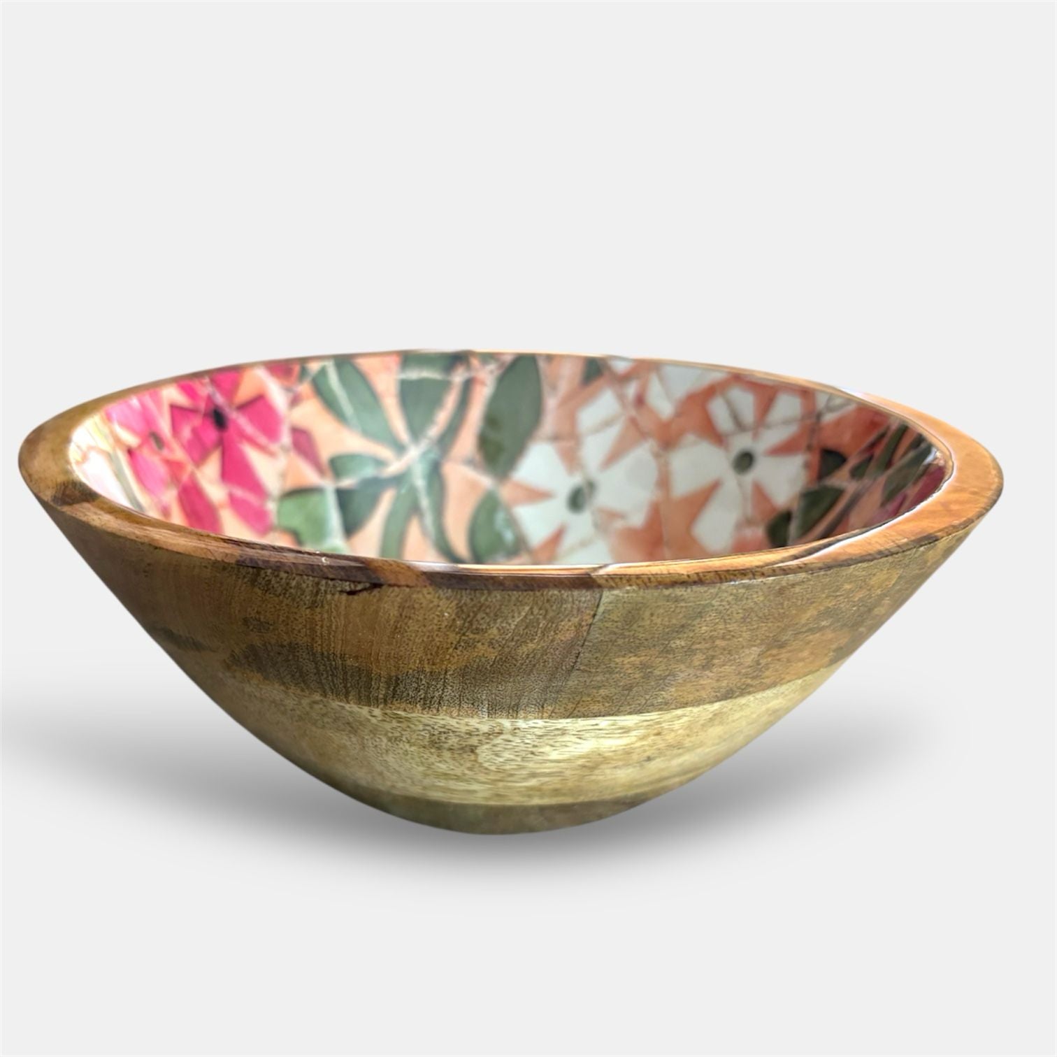 Large Mosaic Mango Wood Serving Bowl Set