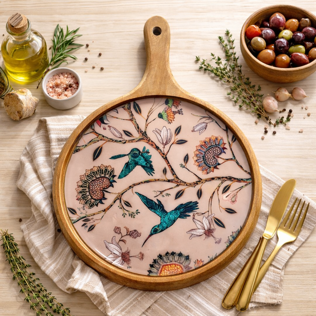 Charcuterie Board Pizza Serving Platter - Humming Bird
