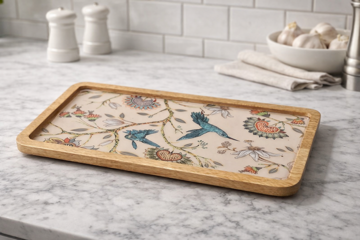 Hummingbird Mango Wood Serving Tray