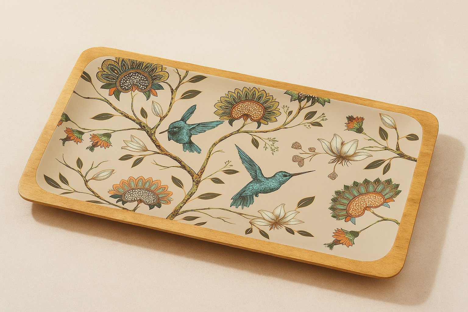 Hummingbird Mango Wood Serving Tray