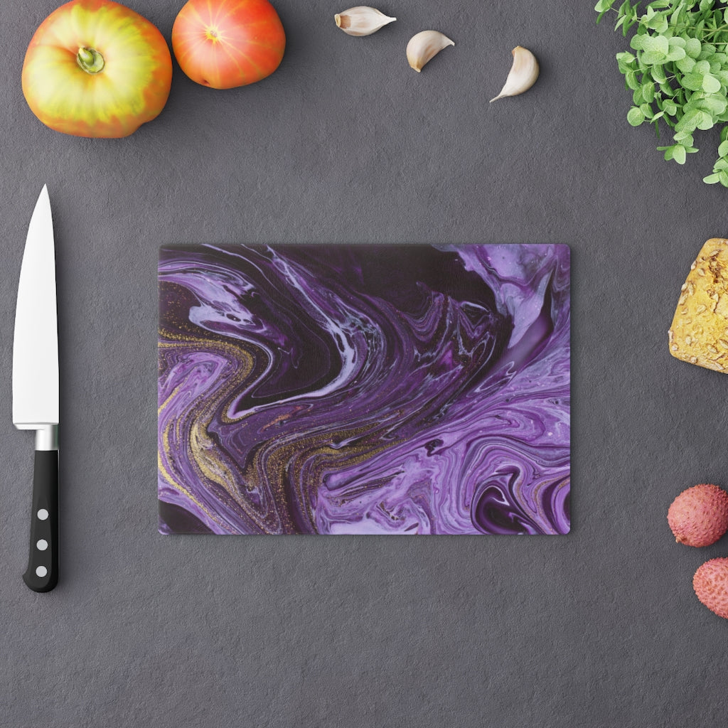Purple Ocean Marble Glass Cutting Board