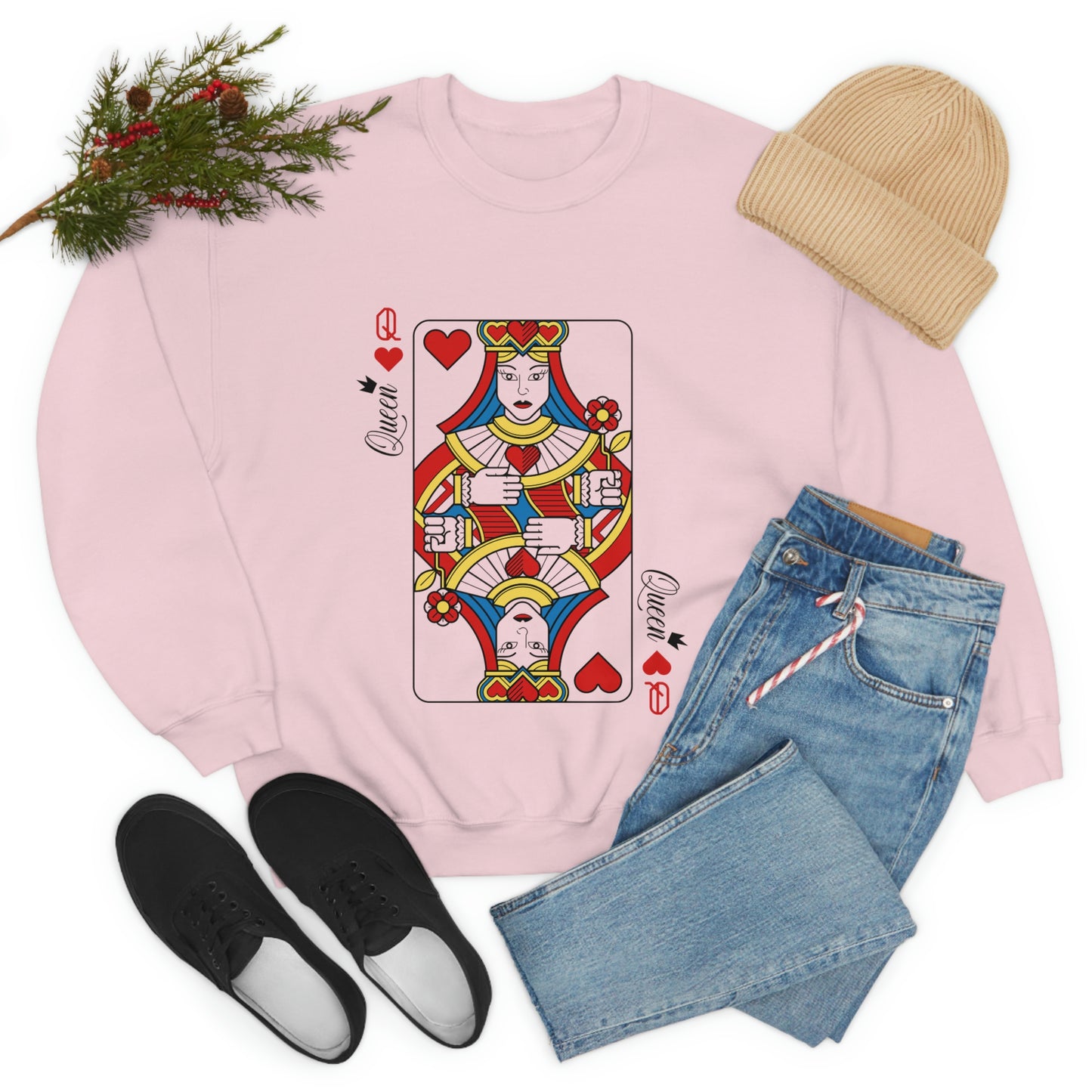 Queen of Hearts Graphic Crewneck Sweatshirt