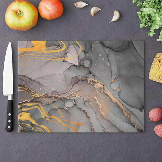 Grey Ocean Marble Glass Cutting Board