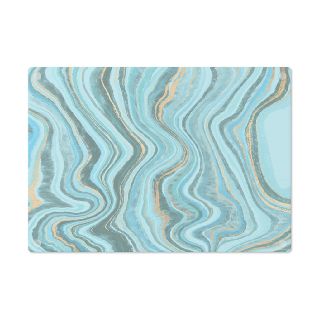Blue Ocean Marble Glass Cutting Board