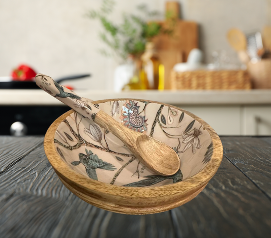 Mango wood serving bowl set