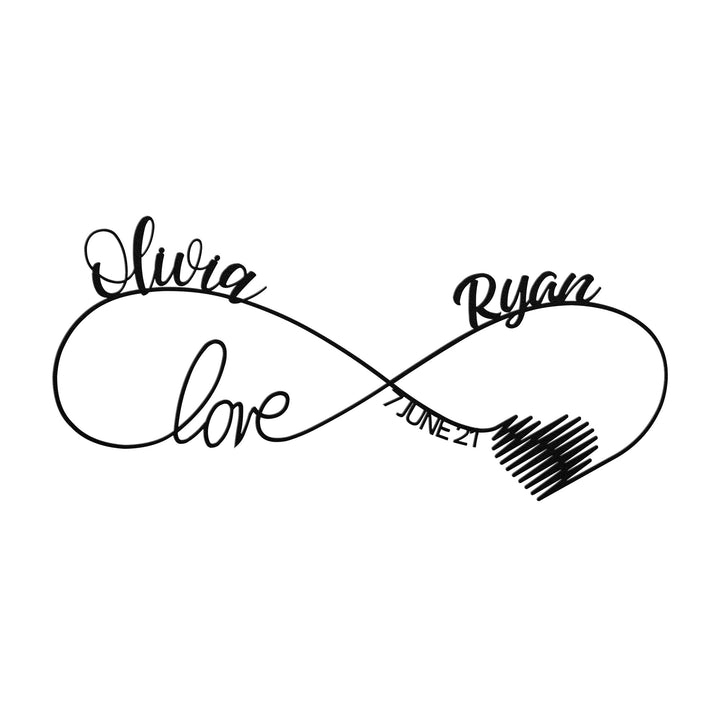 Personalized Infinity Heart Metal Sign