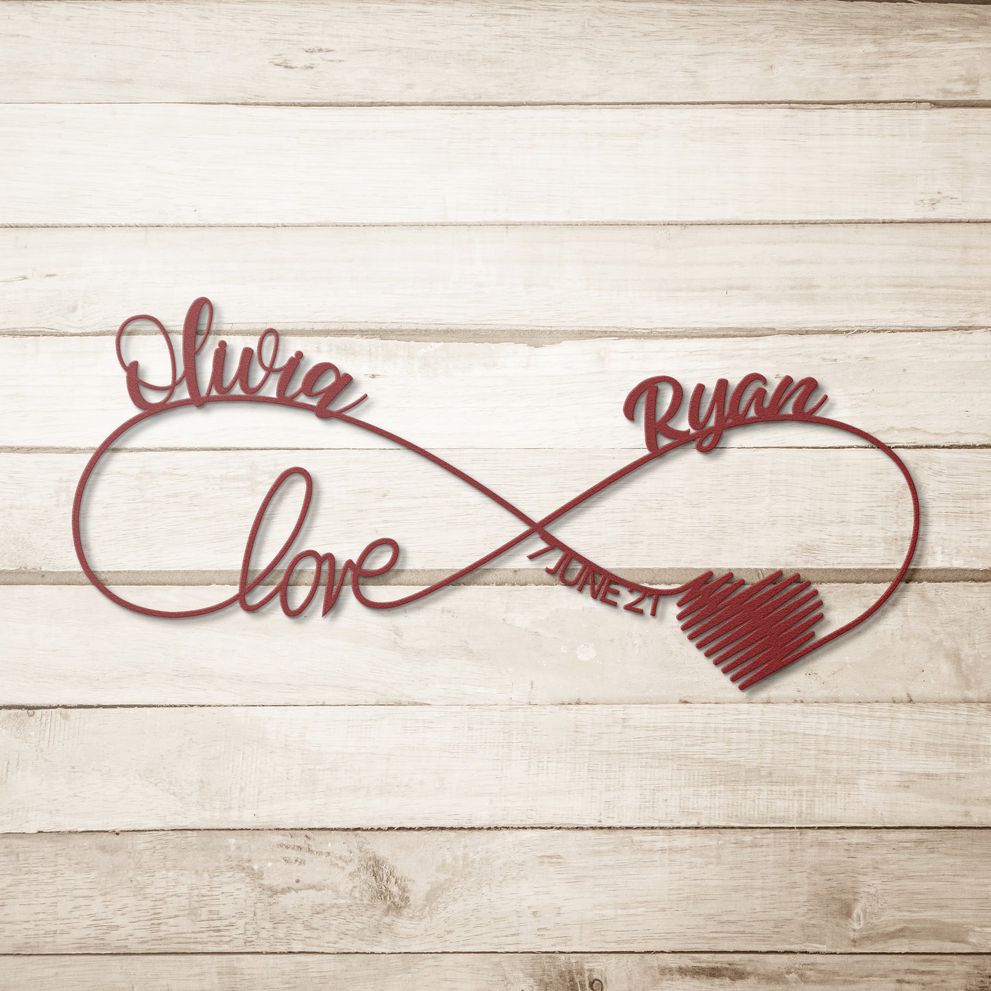 Personalized Infinity Heart Metal Sign