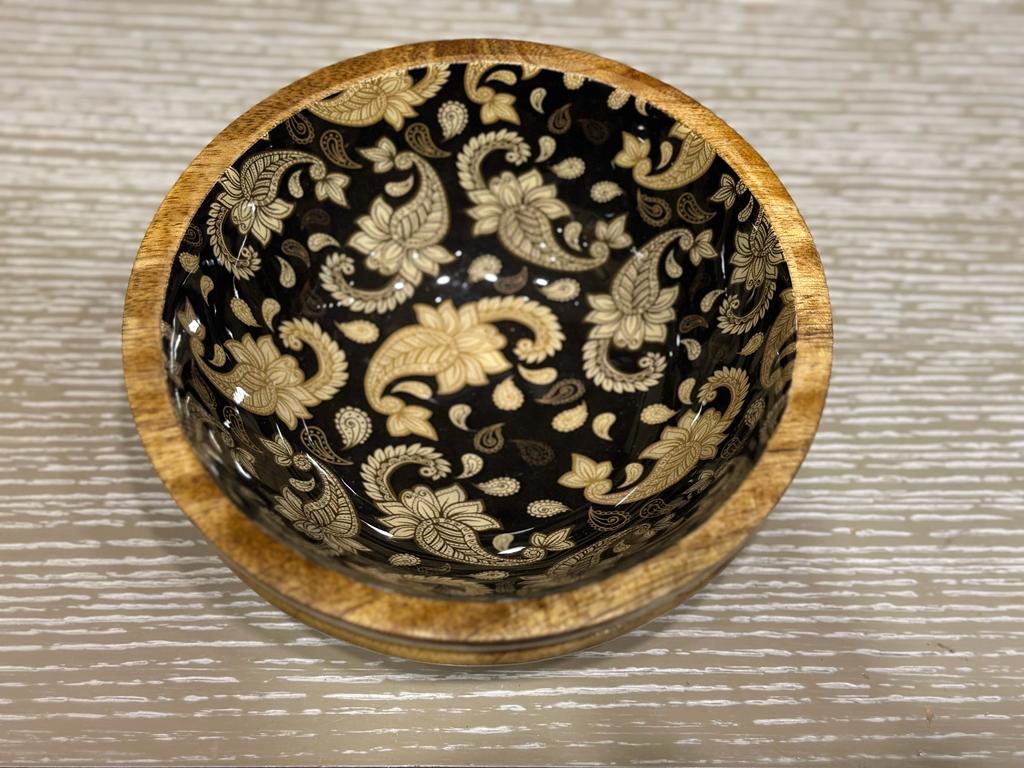 Paisley Mango Wood Serving Bowl Set