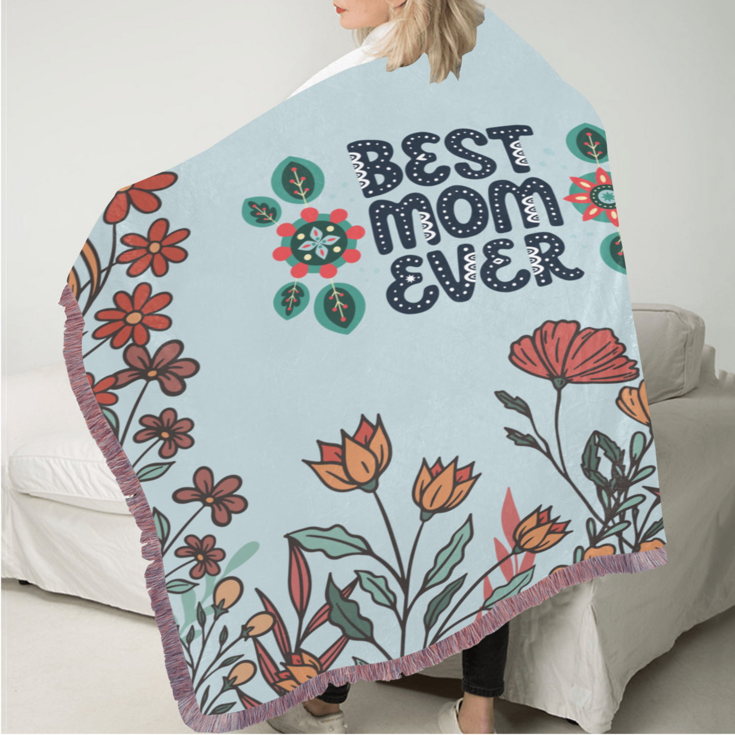 Best Mom Fringe Blanket